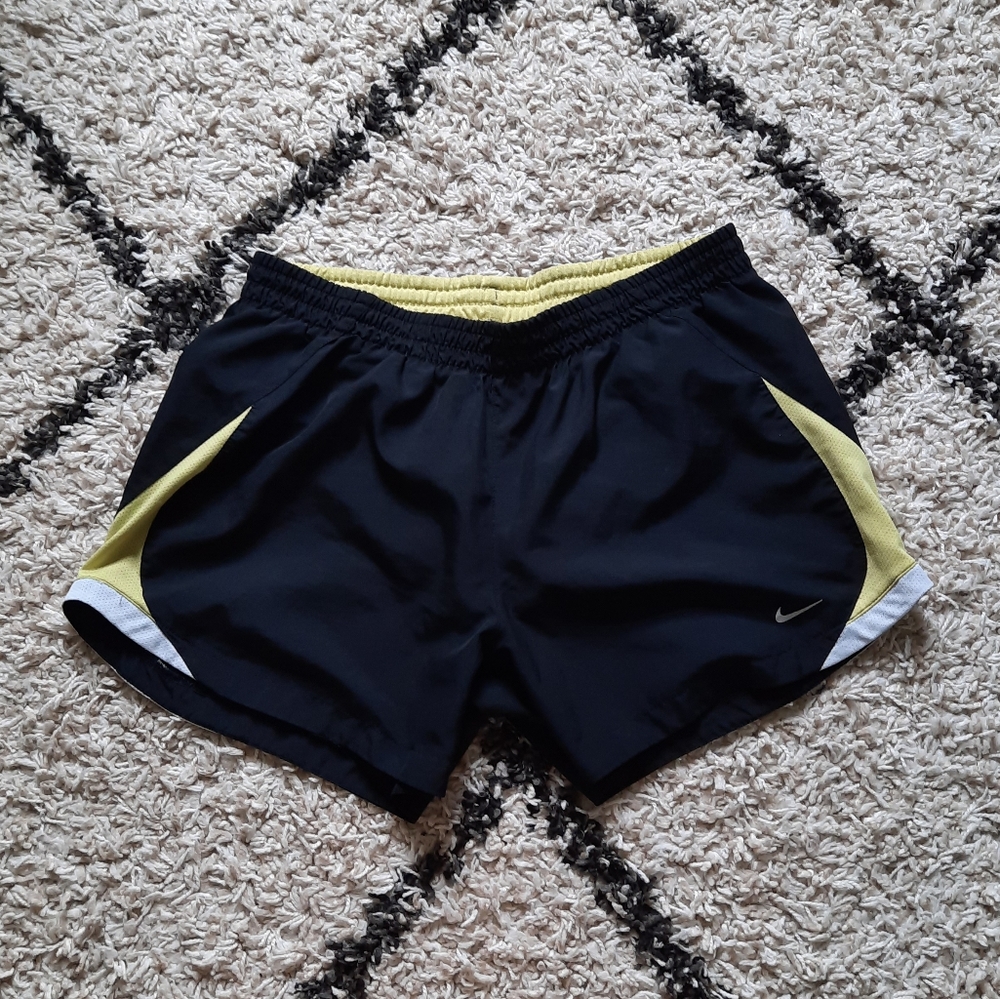Nike black yellow dri fit athletic shorts